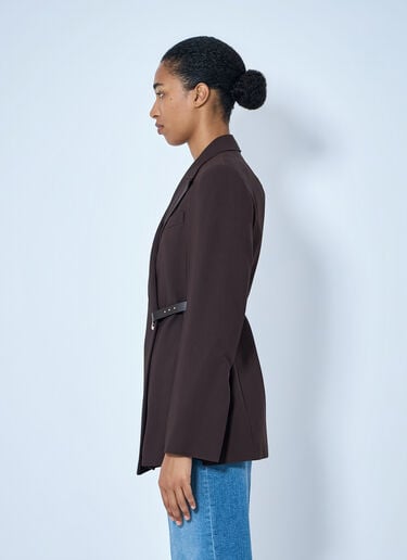 LN-CC® - Sportmax: Asymmetric Buckle Blazer - Brown Sportmax Asymmetric Buckle Blazer Brown spx0265007