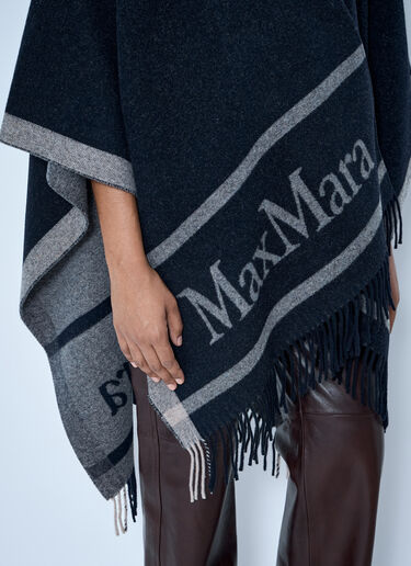 Max Mara Fringed Wool Wrap Navy max0265089