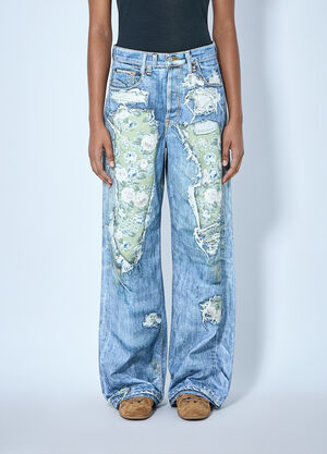 Acne Studios Distressed Floral Patchwork Jeans Blue acn0265022