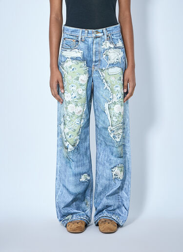 Acne Studios Distressed Floral Patchwork Jeans Blue acn0265022