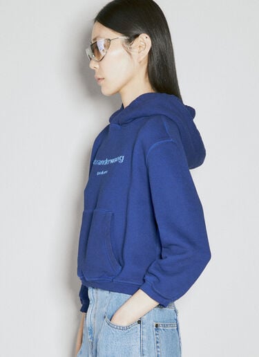 Alexander Wang Glitter Logo Shrunken Hooded Sweatshirt Blue awg0254008