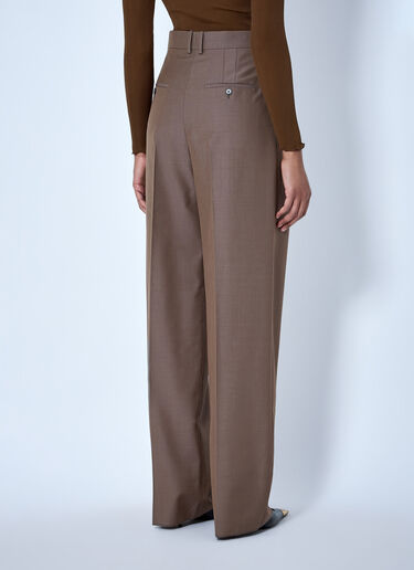Saint Laurent Wool Blend Wide-Leg Pants Brown sla0264043