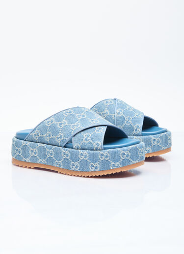 Gucci GG Denim Platform Sandals Blue guc0255083