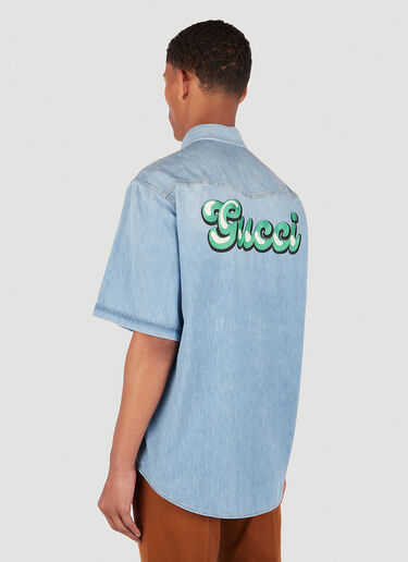 Gucci 徽标贴饰牛仔衬衫 蓝色 guc0152020