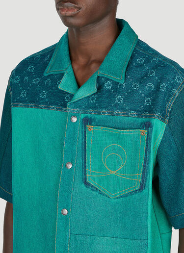 Marine Serre Panelled Denim Shirt Green mrs0152015