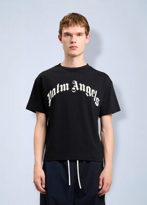 Palm Angels Curved Logo T-Shirt Black pma0164105