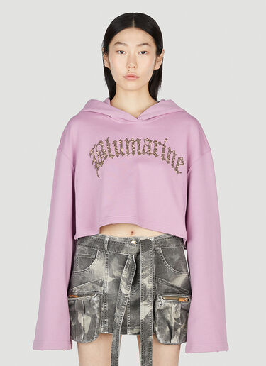 Blumarine Embellished Logo Hooded Sweatshirt Lilac blm0252037