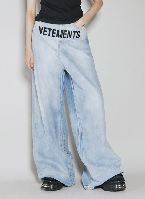 Alexander Wang Logo Embroidery Baggy Denim Jeans Blue awg0252002