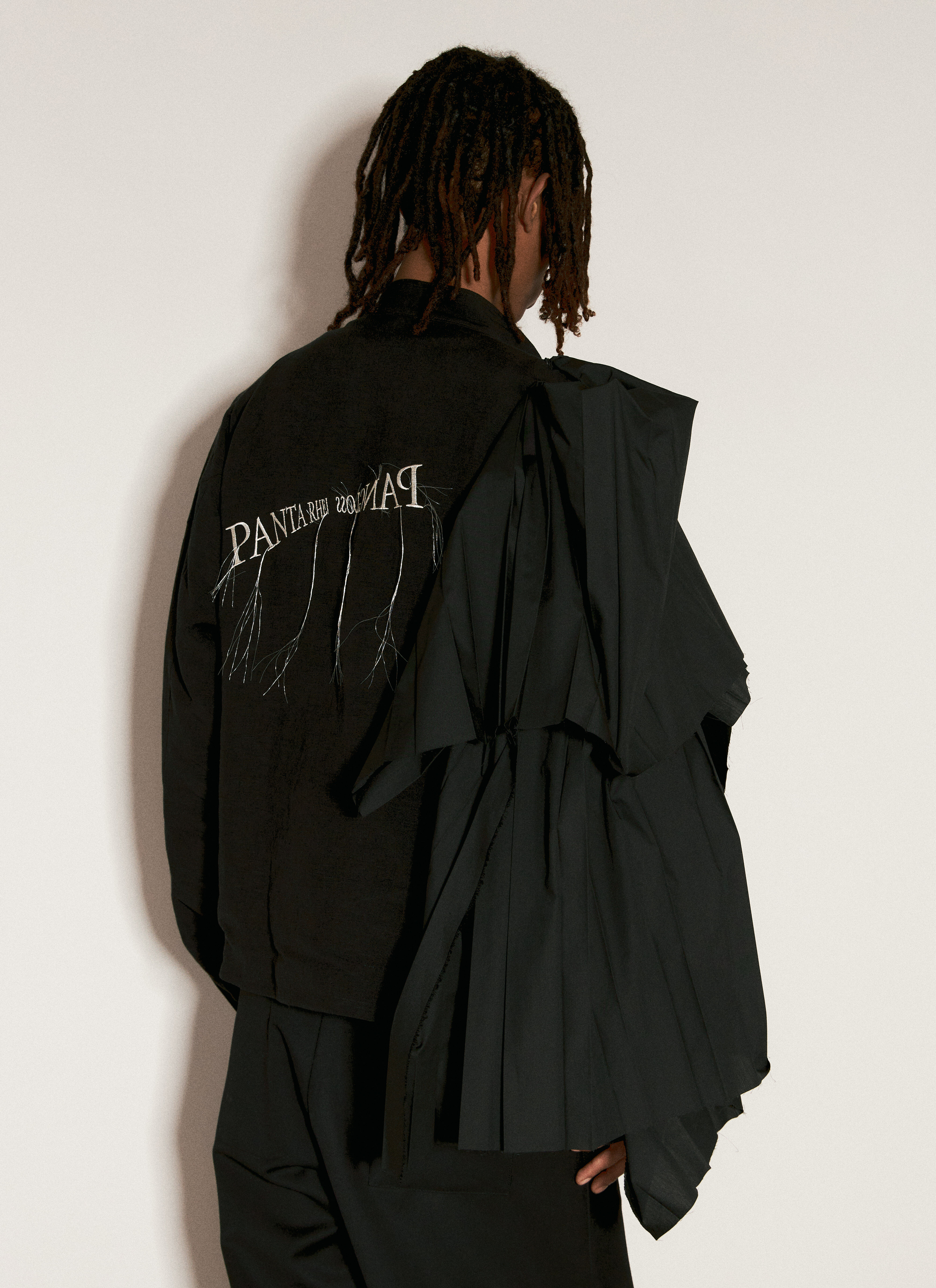 Yohji Yamamoto Men s Pleated Overlay Jacket in Black LN CC