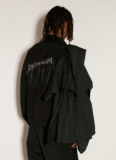 Yohji Yamamoto 打褶罩层衬衫 黑色 yoy0156005