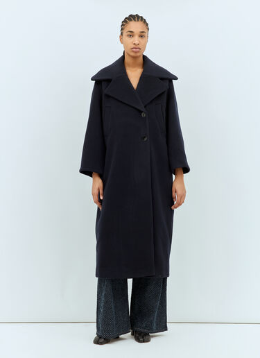 Ganni Boiled Wool Coat Blue gan0258041