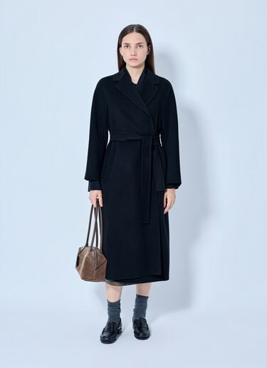 Max Mara Belted Wool Coat Black max0265221