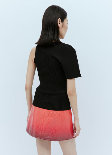 Courrèges Asymmetrical Rib Knit Top Black cou0253040