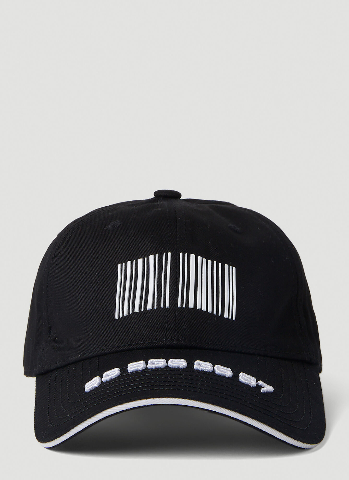 Vtmnts Barcode Print Cotton Baseball Cap In Black