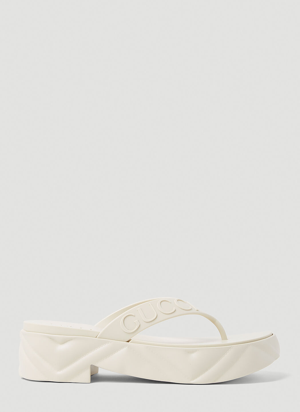 Gucci Thong Platform Sandals in White | LN-CC®