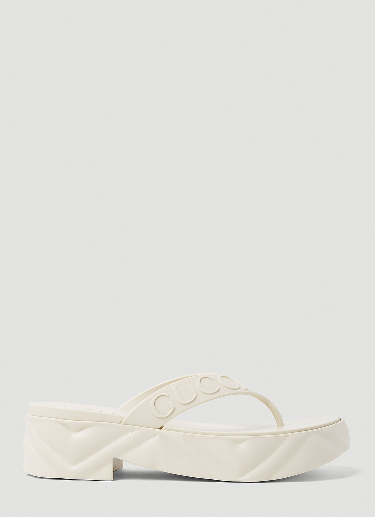 Shop Gucci Thong Platform Sandals In White