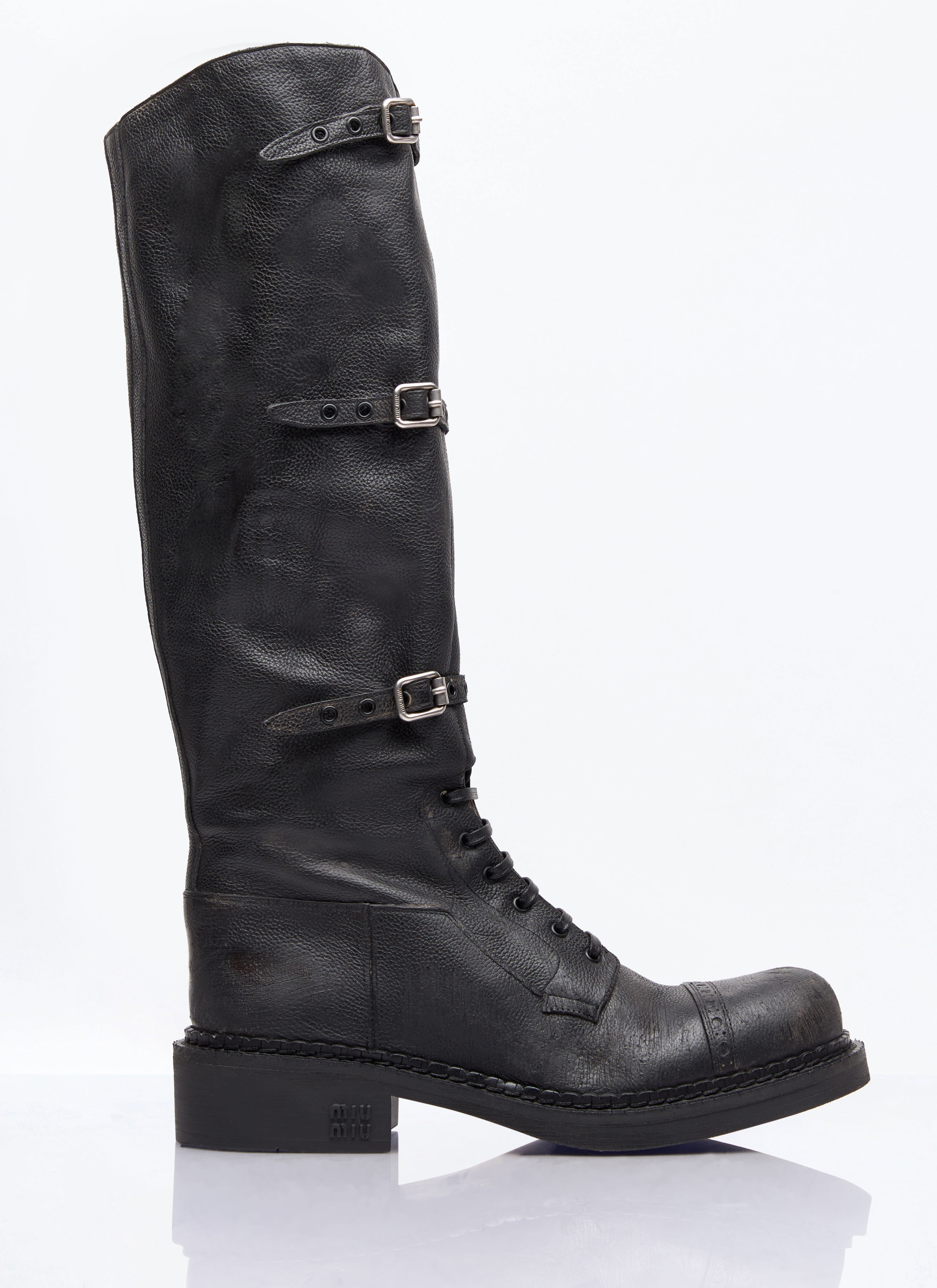 Black Leather Boots | Miu Miu