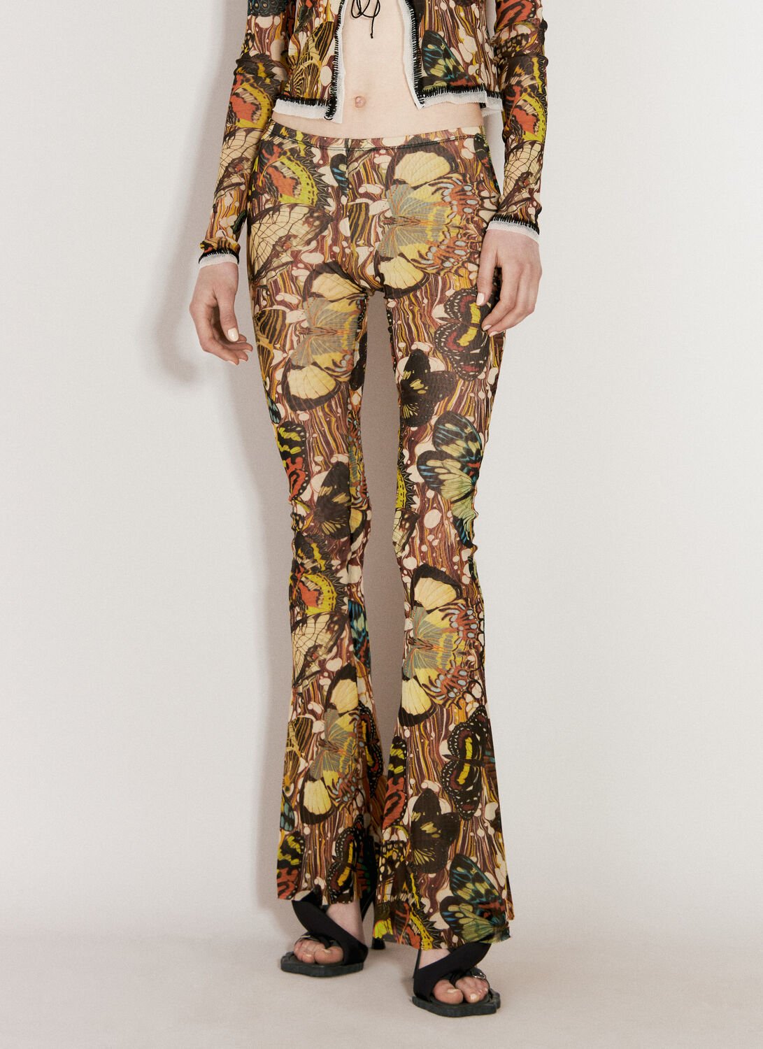 Shop Jean Paul Gaultier Papillon Mesh Pants In Multicolour