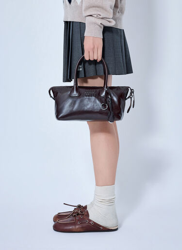 LN-CC® - Miu Miu: Leather Top Handle Bag - Dark Burgundy Miu Miu Leather Top Handle Bag Dark Burgundy miu0266103