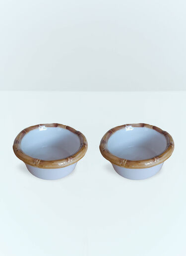 Les-Ottomans Set Of Two Bamboo Starter Bowls White wps0691393