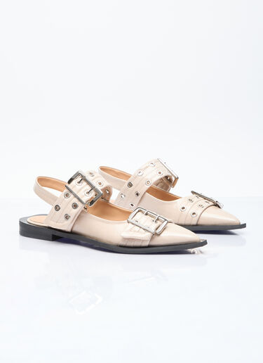 GANNI 여성스러운 버클 발레리나 플랫 슈즈 베이지 gan0255092