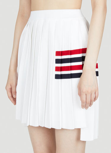 Knit Four Bar Pleated Skirt Thom Browne Knit Four Bar Pleated Skirt White thb0253001