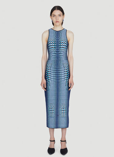 Marine Serre Moonfish Skin Jacquard Dress Blue mrs0244001