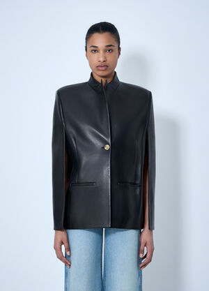 Khaite Single-Breasted Leather Jacket Black kha0264010