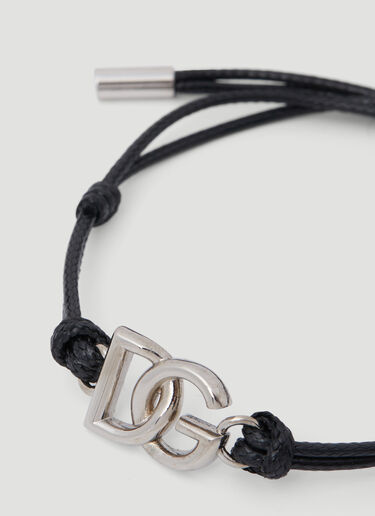 Dolce & Gabbana モノグラムプレート付きコードブレスレット ブラック dol0153019