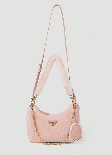 Prada Shearling Mini Shoulder Bag Pink pra0251021