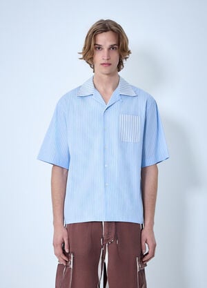 Marni Striped Cotton Poplin Shirt Blue mni0163004