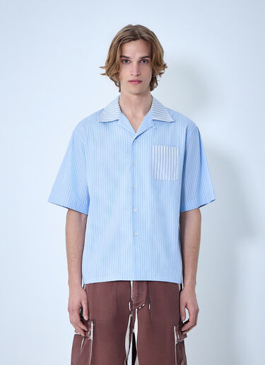 Marni Striped Cotton Poplin Shirt Blue mni0163004