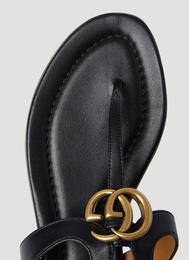 Gucci Double G Thong Leather Sandals Black guc0253132