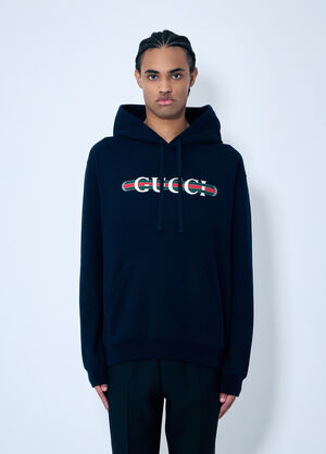 Gucci Logo Printed Hooded Sweatshirt Black guc0159054