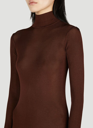 Saint Laurent High Neck Dress Brown sla0252003