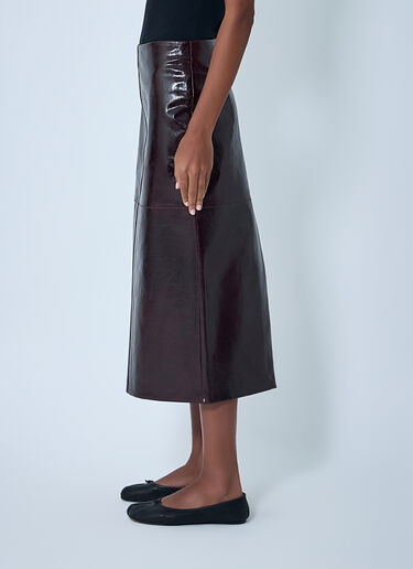 Sportmax Leather Midi Skirt Bordeaux spx0262005