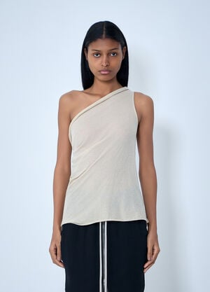 Rick Owens Asymmetric Draped T-Shirt Beige ric0263012