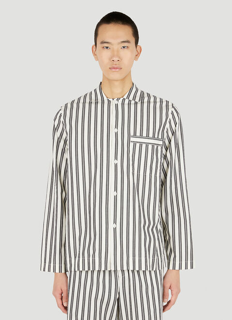 Tekla Striped Classic Pyjama Shirt Purple tek0349012