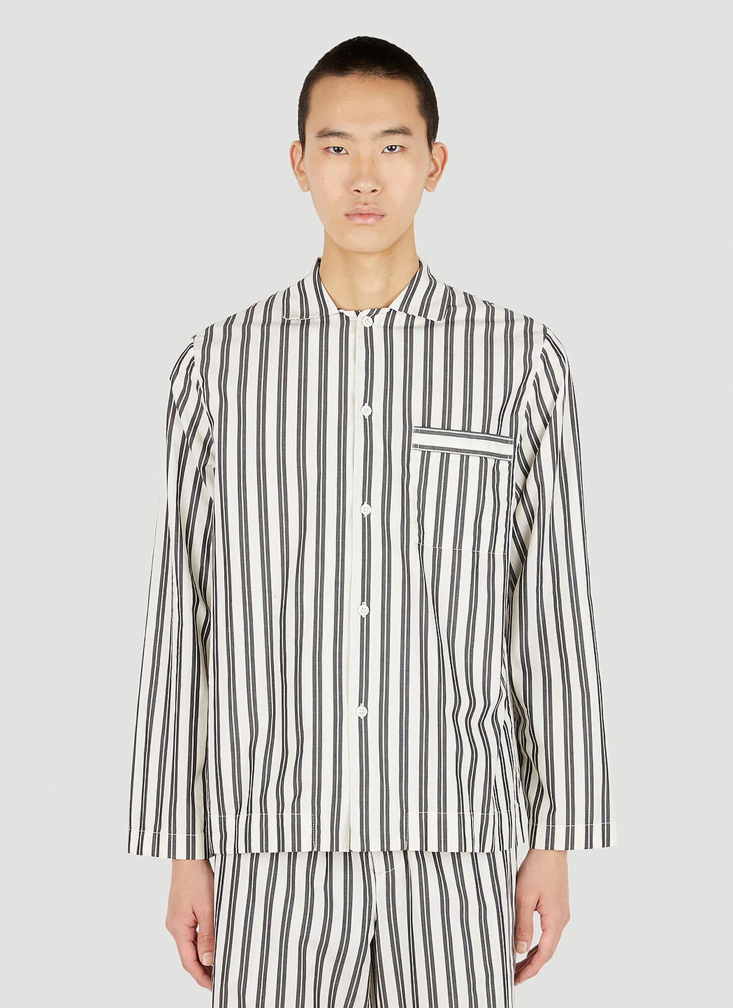 Tekla Striped Classic Pyjama Shirt Unisex Beige