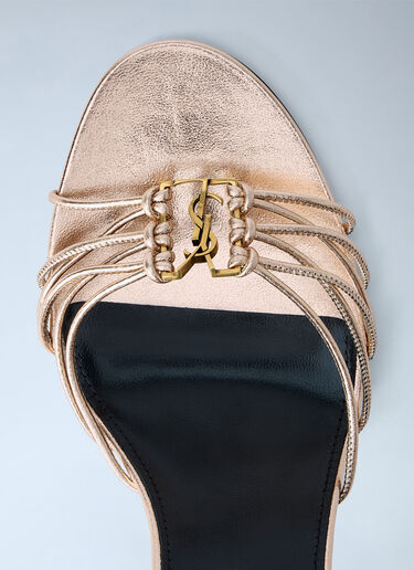 LN-CC® - Saint Laurent: Babylone Stiletto Sandals in Metallic Leather - Pink Saint Laurent Babylone Stiletto Sandals in Metallic Leather Pink sla0263034