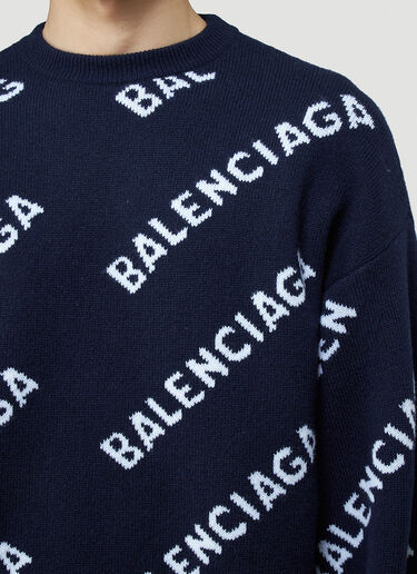 Balenciaga Intarsia-Logo Sweater Blue bal0143013