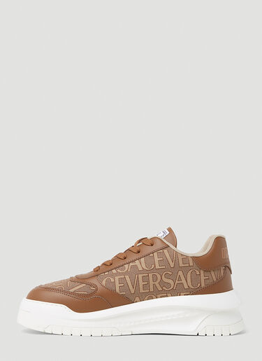 Versace Logo Lace Up Sneakers Beige ver0153023