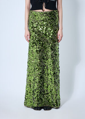 GANNI Sequin Embellished Maxi Skirt Green gan0260003