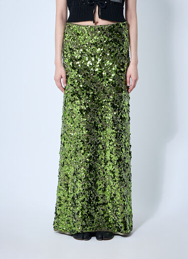 GANNI Sequin Embellished Maxi Skirt Green gan0260003
