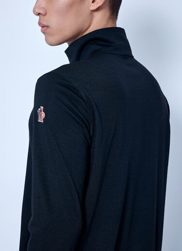 LN-CC® - Moncler Grenoble: Knit Half-Zip Polo Neck - Black Moncler Grenoble Knit Half-Zip Polo Neck Black mog0165005