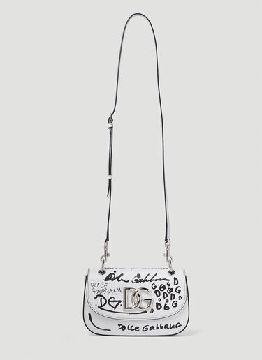 Dolce & Gabbana Logo Scribble Shoulder Bag White dol0250028