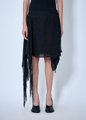 Yohji Yamamoto Asymmetric Fringe Skirt Black yoy0264005