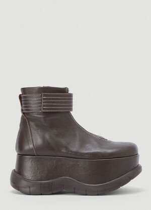 Sunnei Platform Leather Boots Brown sun0242019