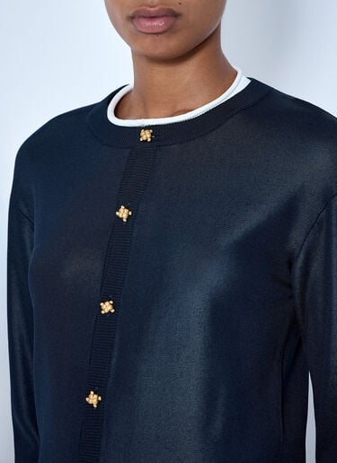 LN-CC® - Bottega Veneta: Silk Double Knit Cardigan - Navy Bottega Veneta Silk Double Knit Cardigan Navy bov0265062
