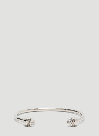 Alexander McQueen Thin Twin Skull Bracelet Silver amq0243099